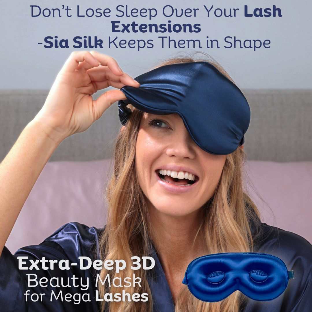 Sia Silk® Sleep Mask with extra deep eye cups for long lashes - NavyThis luxurious silk eye mask from Sia Silk® provides total blackout and ultimate comfort for beauty sleep. Crafted from the finest 100% mulberry anti-aging silk withSleep MaskMy StoreSia SilkSia Silk® Sleep Mask