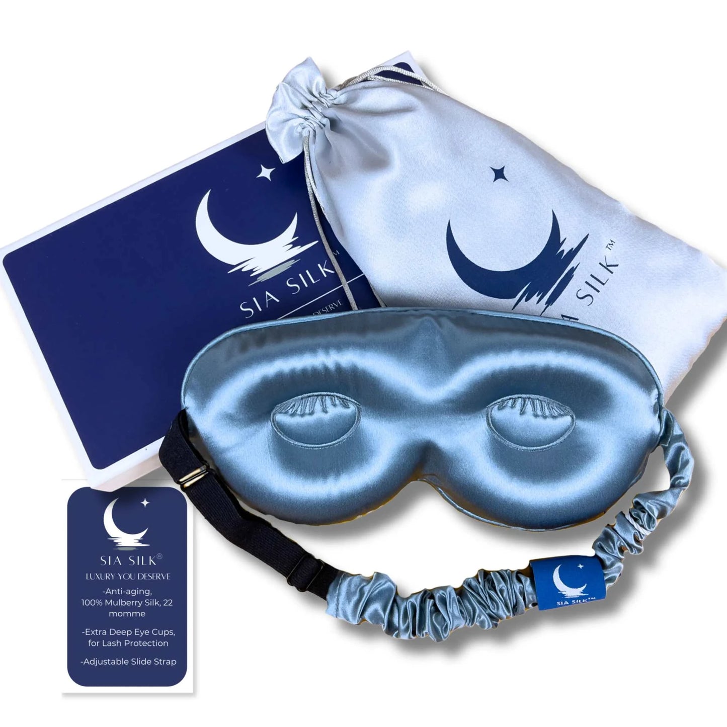 Sia Silk® Sleep Mask with extra deep eye cups for long lashes - StormThis luxurious silk eye mask from Sia Silk® provides total blackout and ultimate comfort for beauty sleep. Crafted from the finest 100% mulberry anti-aging silk withSleep MaskMy StoreSia SilkSia Silk® Sleep Mask