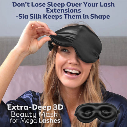Sia Silk® Sleep Mask with extra deep eye cups for long lashes - Black