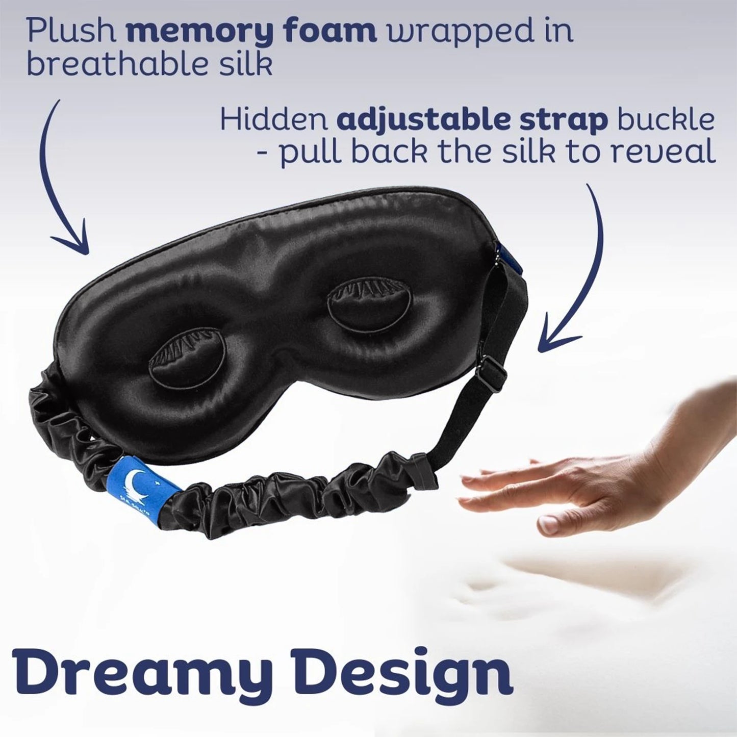 Sia Silk® Sleep Mask with extra deep eye cups for long lashes - Black