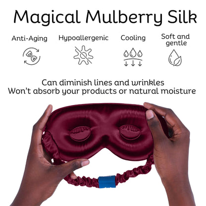 Sia Silk® Sleep Mask with extra deep eye cups for long lashes - Merlot