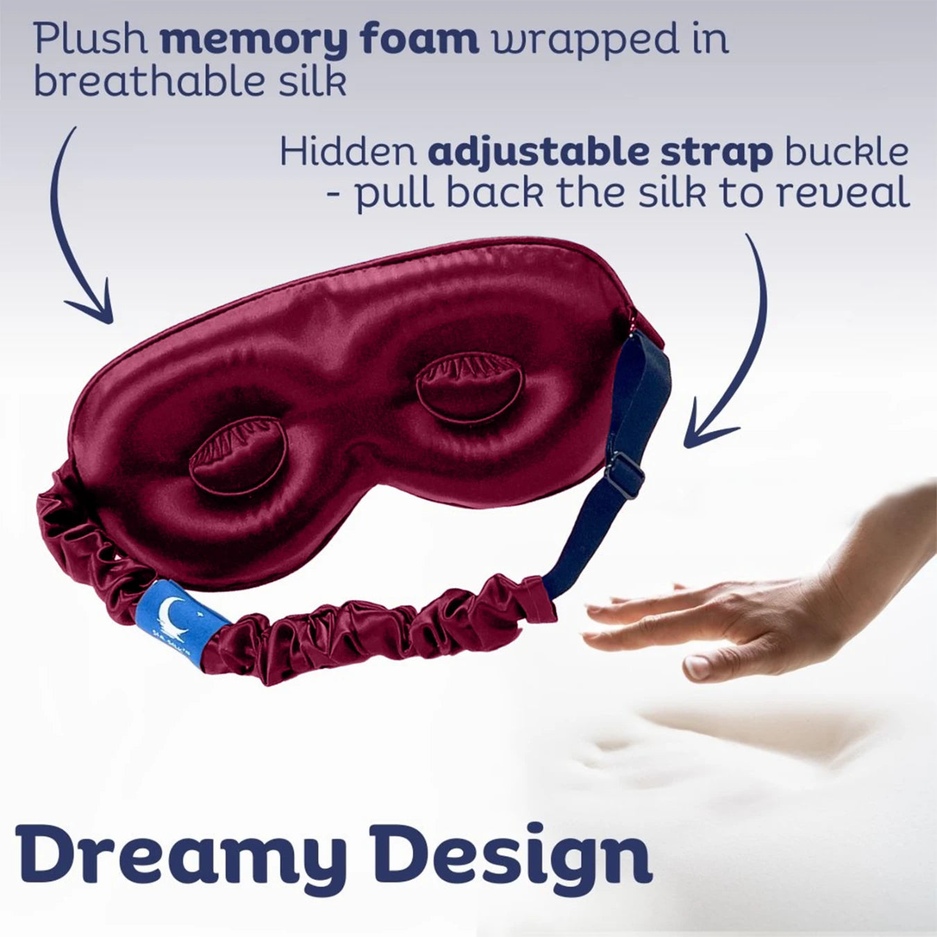 Sia Silk® Sleep Mask with extra deep eye cups for long lashes - Merlot