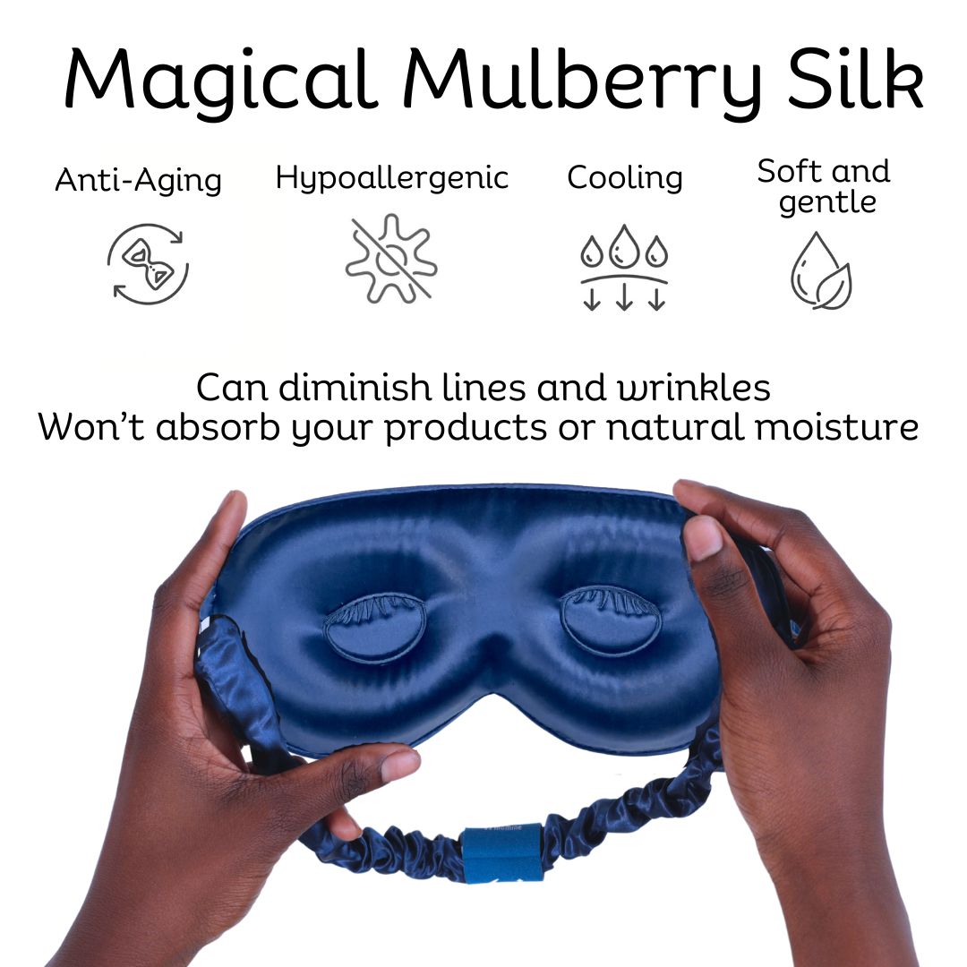 Sia Silk® Sleep Mask with extra deep eye cups for long lashes - Navy