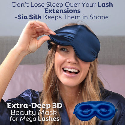 Sia Silk® Sleep Mask with extra deep eye cups for long lashes - Navy