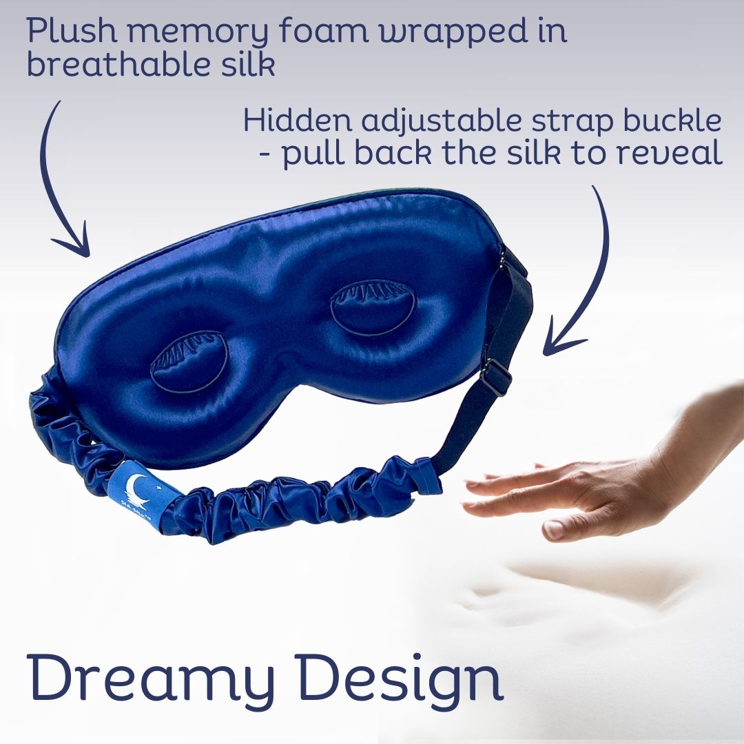 Sia Silk® Sleep Mask with extra deep eye cups for long lashes - Navy